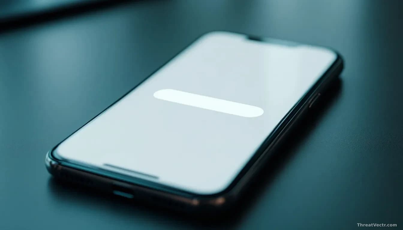 A close-up of a modern smartphone screen showing a generic messaging interface with a blank username field glowing softly, set against a blurred dark-green back