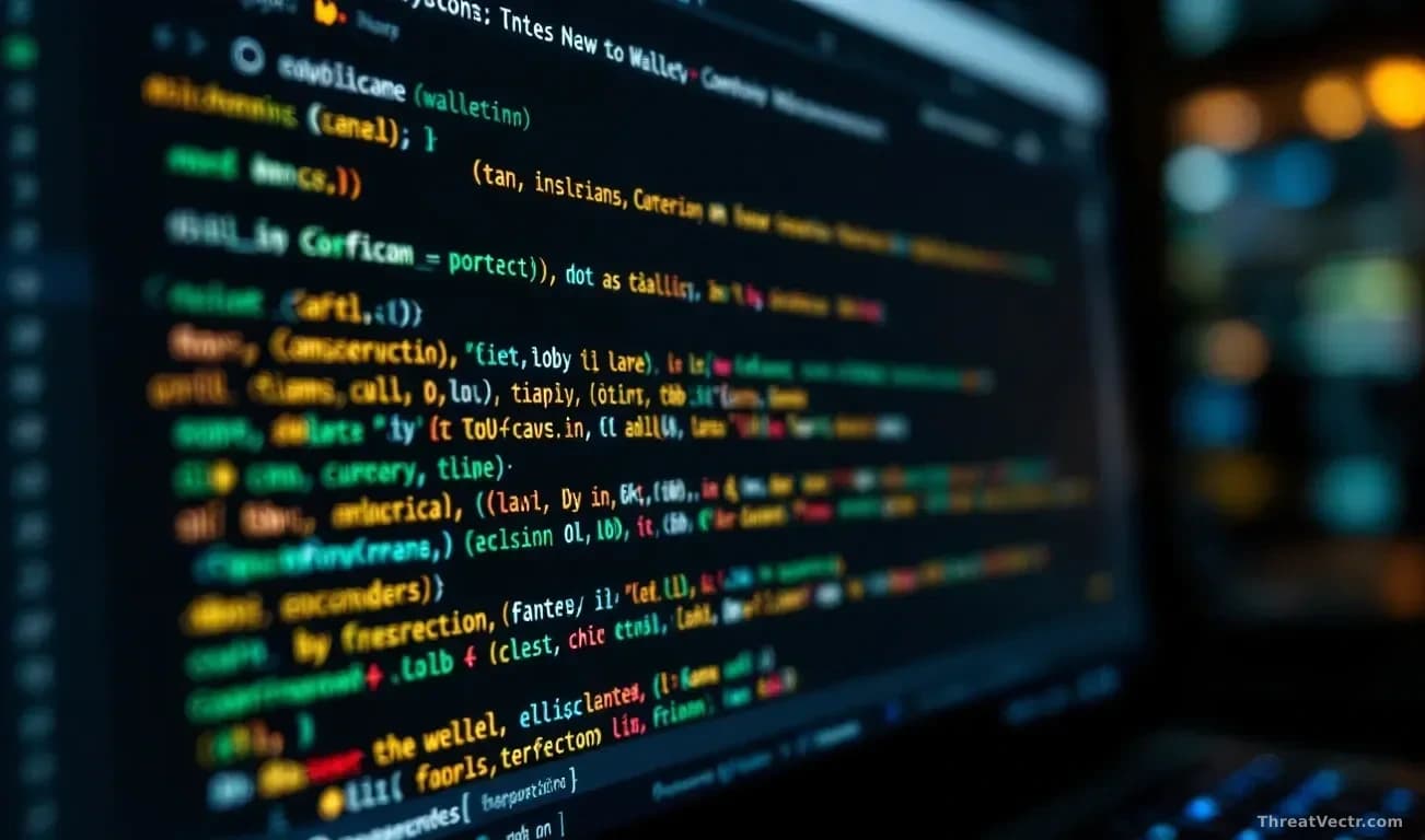 A computer screen displaying Morse code dots and dashes in a terminal window, with a cryptocurrency wallet interface visible in the background browser tab, lit 