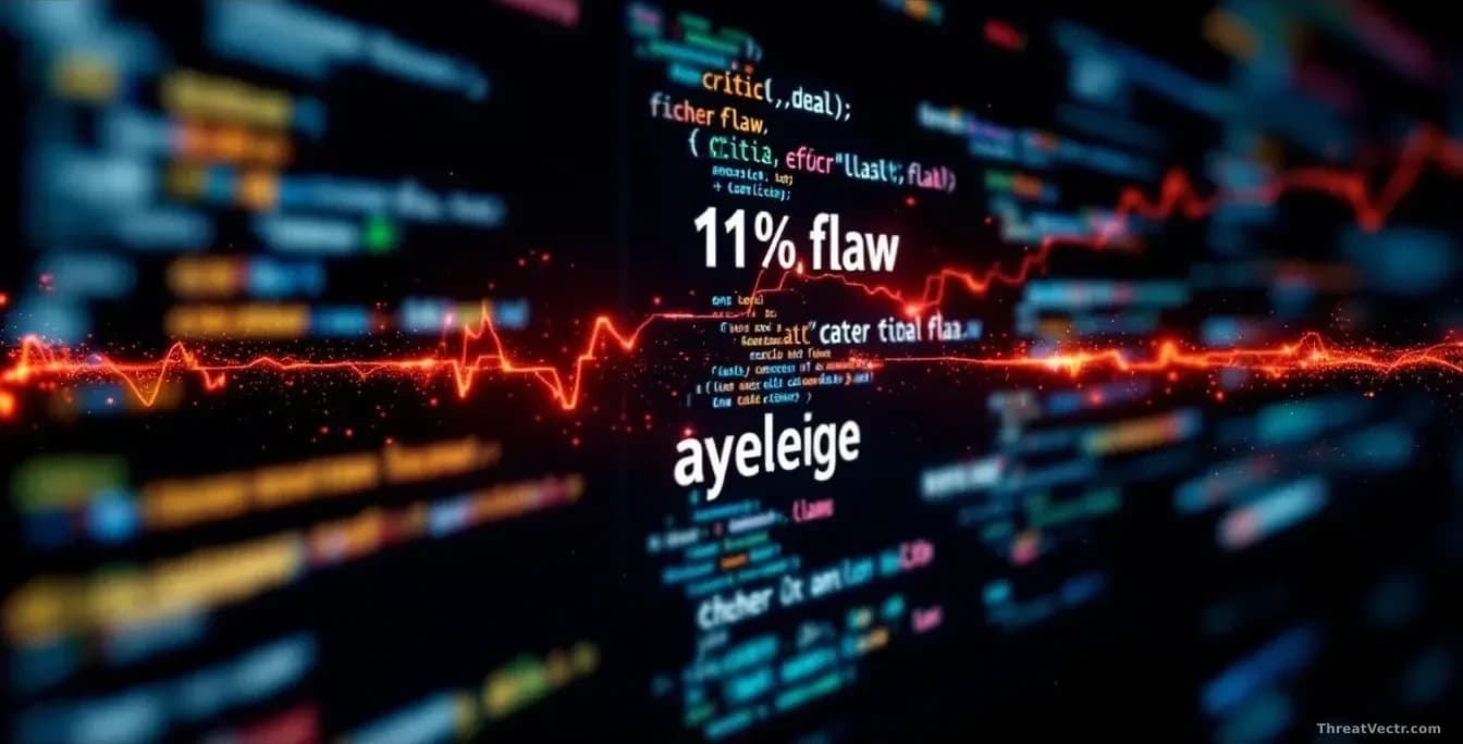 A software development timeline showing a critical flaw embedded in freshly compiled code before any patch or security update exists, with a vendor logo noticea