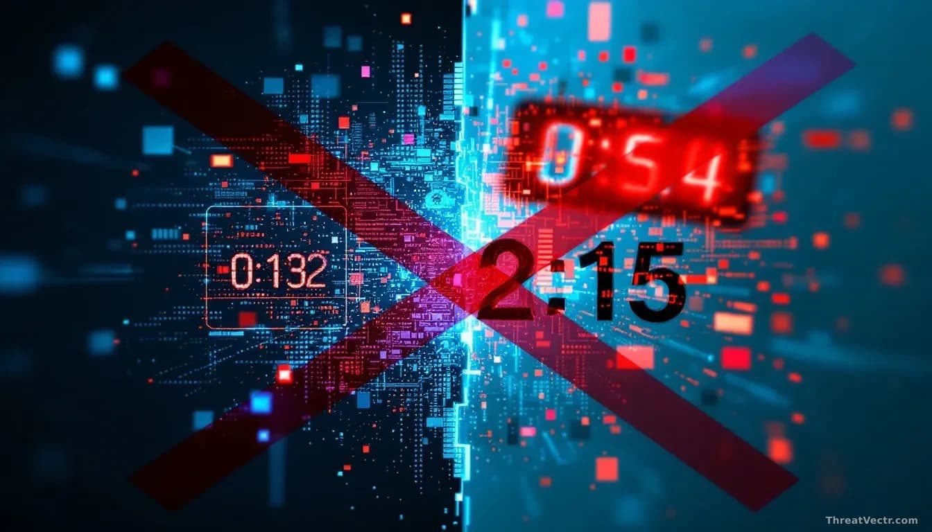 A split-screen comparison showing a calendar date crossed out with rapidly shrinking time intervals, representing the accelerating vulnerability-to-exploit wind