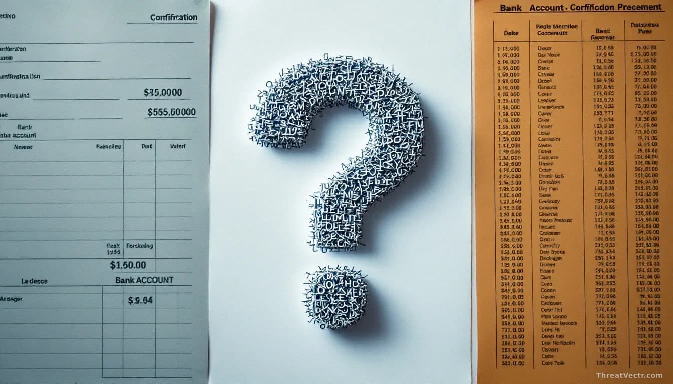 A split-screen composition showing a gym booking confirmation on one side, a bank account ledger on the other, and in the center, a question mark made of tangle