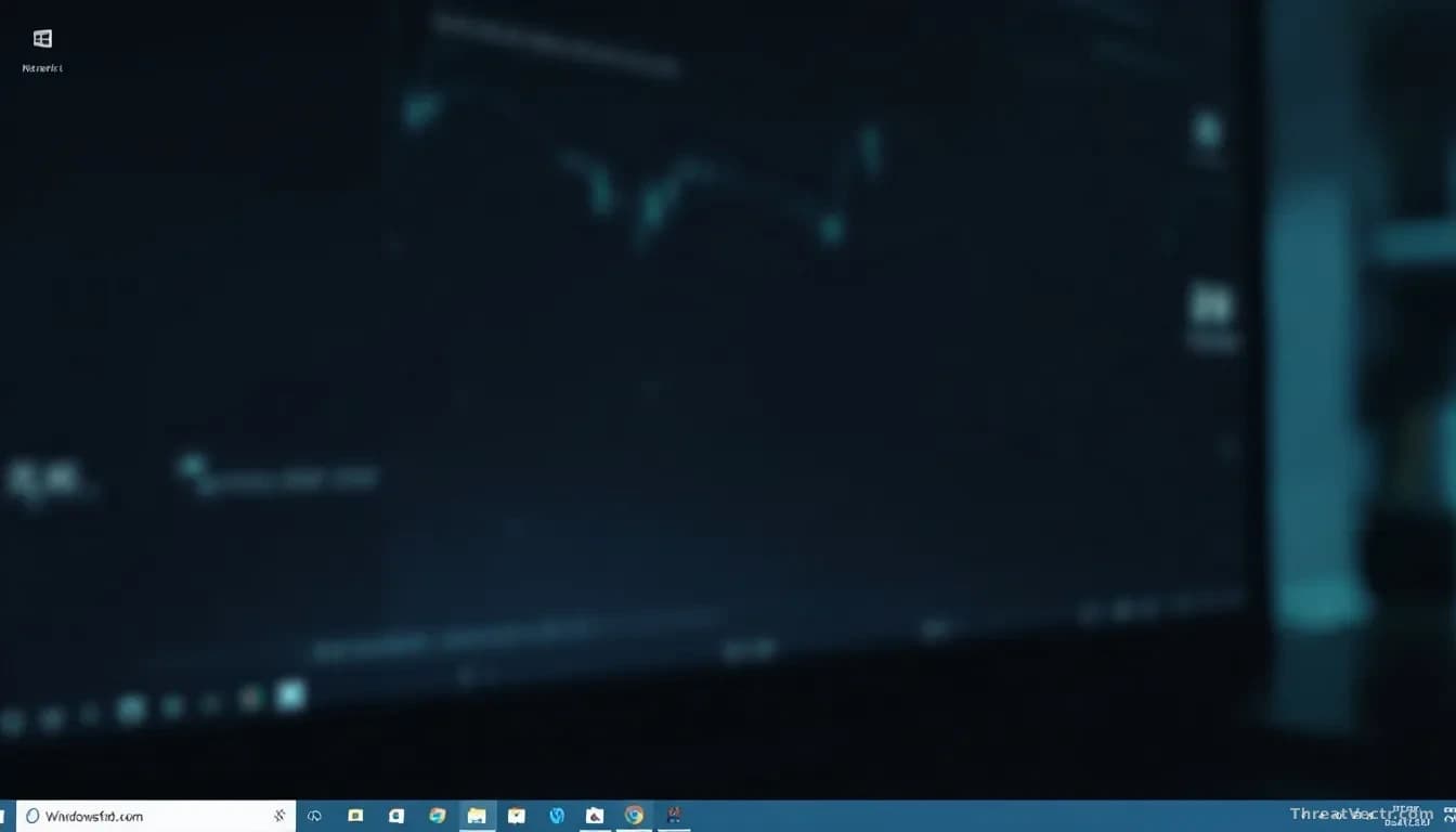 A dark Windows system tray at the bottom of a screen with barely visible dormant processes, and a network packet animation arriving and triggering system activi