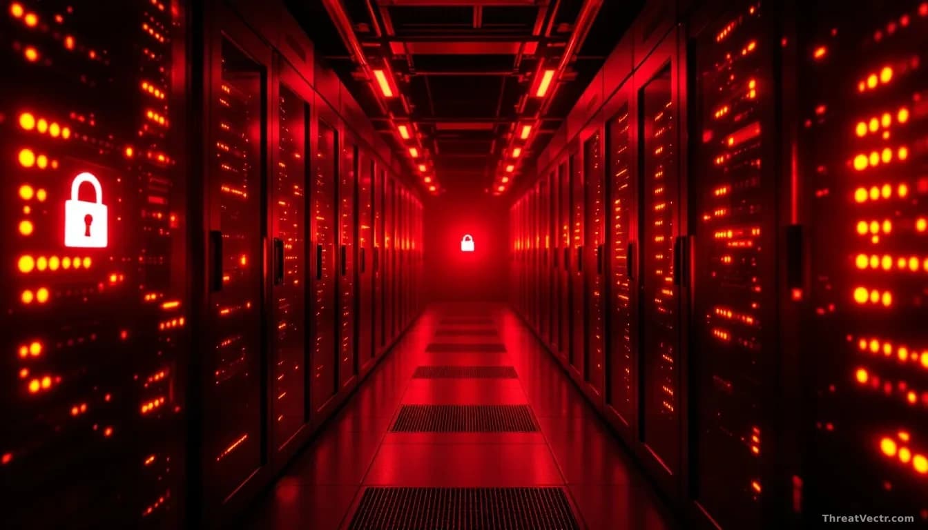 Illustration: A server room bathed in deep red emergency