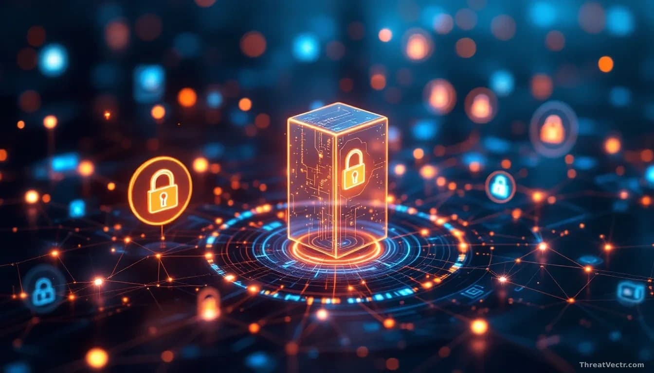 AI agents in a digital network with security icons
