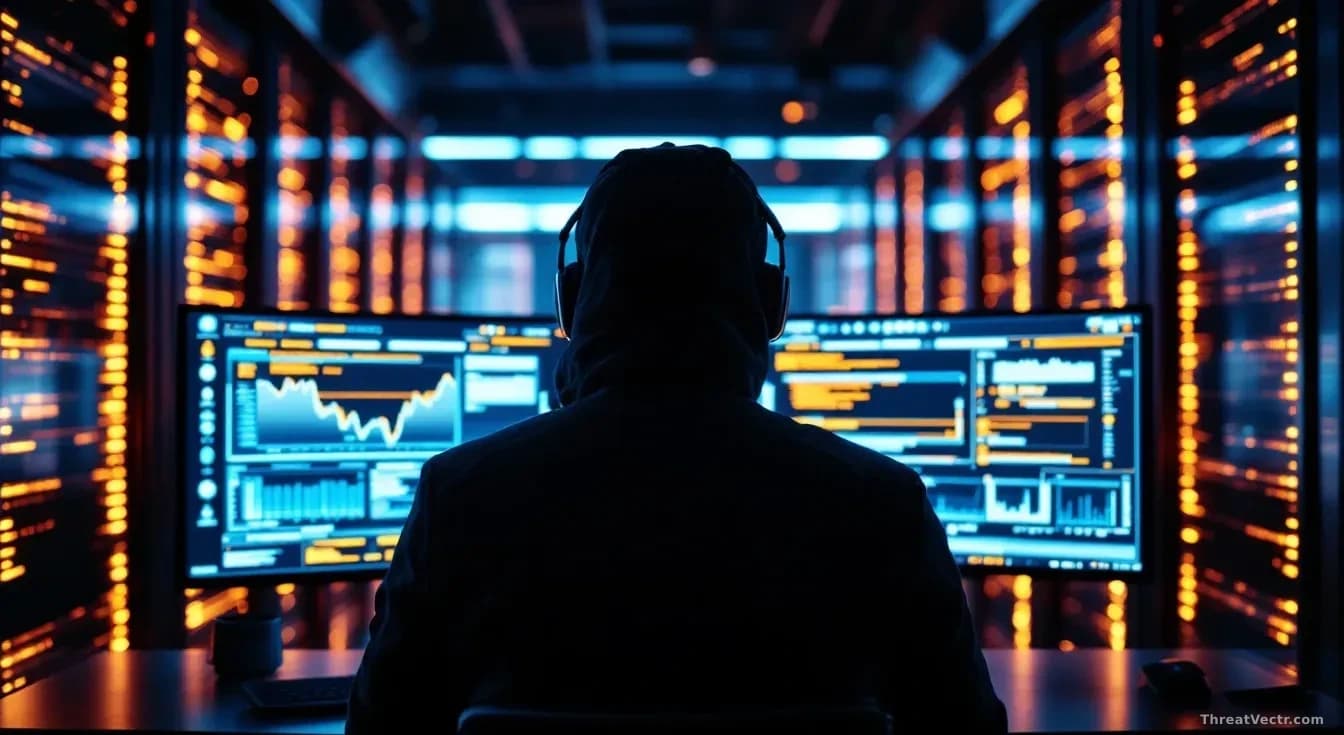 A focused image of a cybersecurity analyst examining digital vulnerability reports on multiple screens in a data center