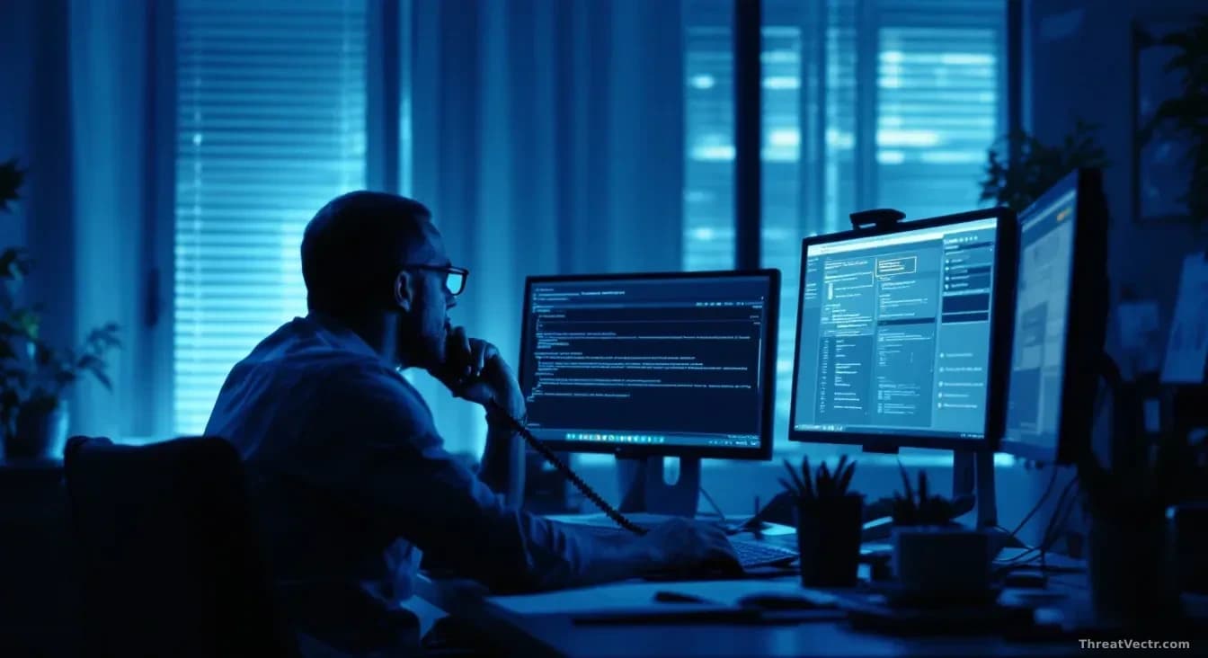 A darkened office at 4 a