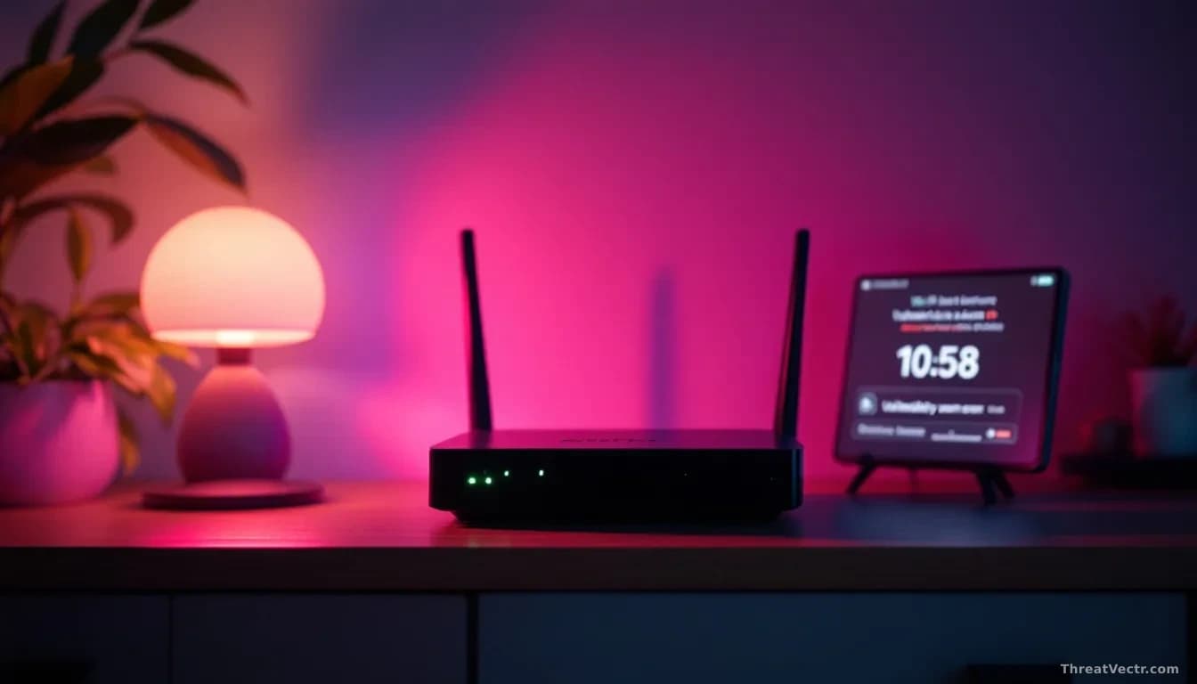 Illustration: A home Wi-Fi router sitting on a shelf