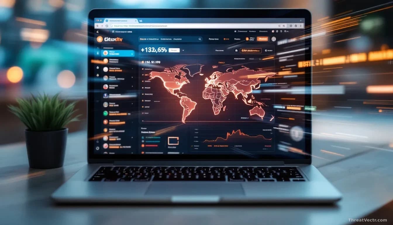 A laptop screen displaying cryptocurrency wallet interfaces and browser tabs, with subtle visual distortion suggesting data manipulation occurring in real-time