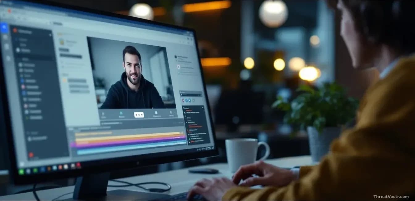 A corporate employee desktop with ScreenConnect remote-access tool running in the background while antivirus software shows a clean status, attacker command pro
