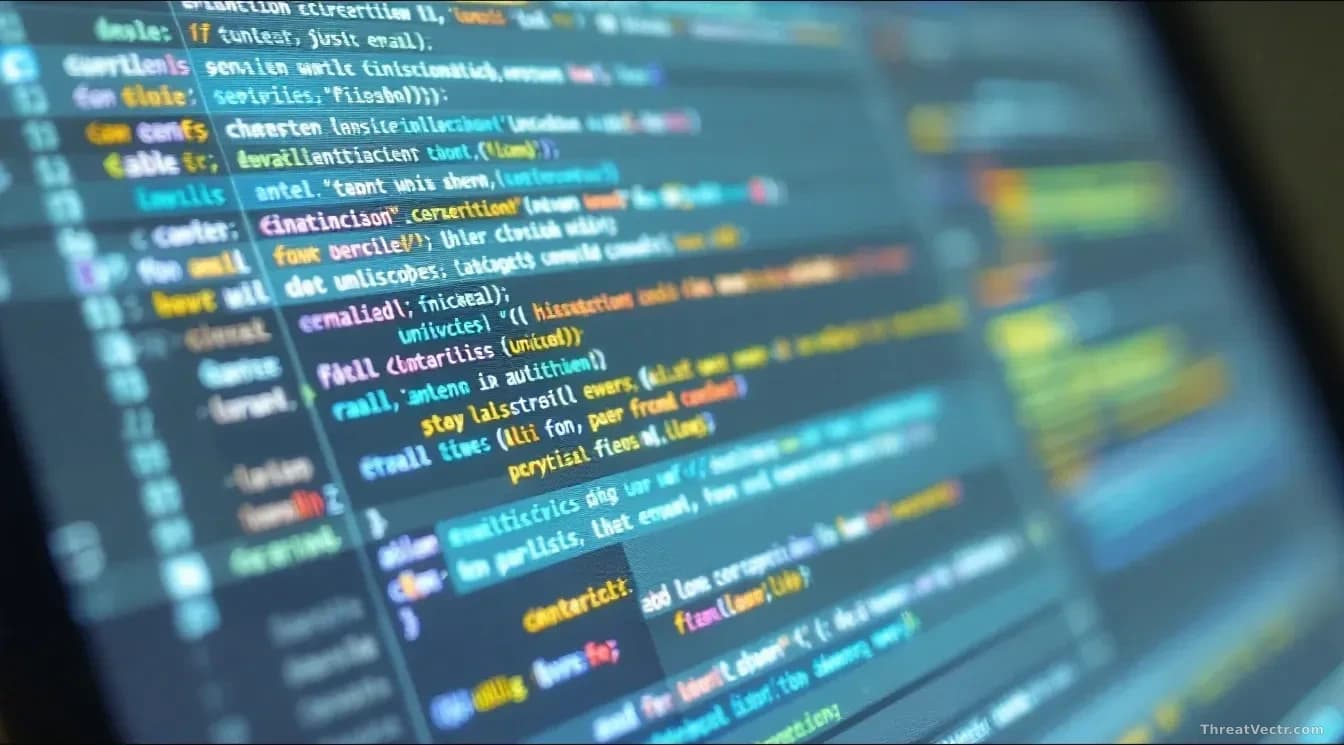An email client inbox with messages displayed, some containing hidden Unicode characters visible only in raw code view on a split-screen terminal