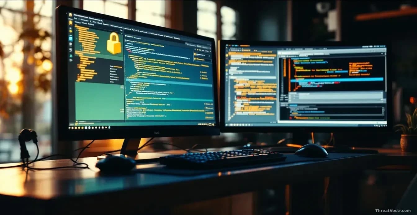 A WSO2 API Manager interface on multiple monitors with authentication token generation systems highlighted, digital signatures being forged and administrator ac