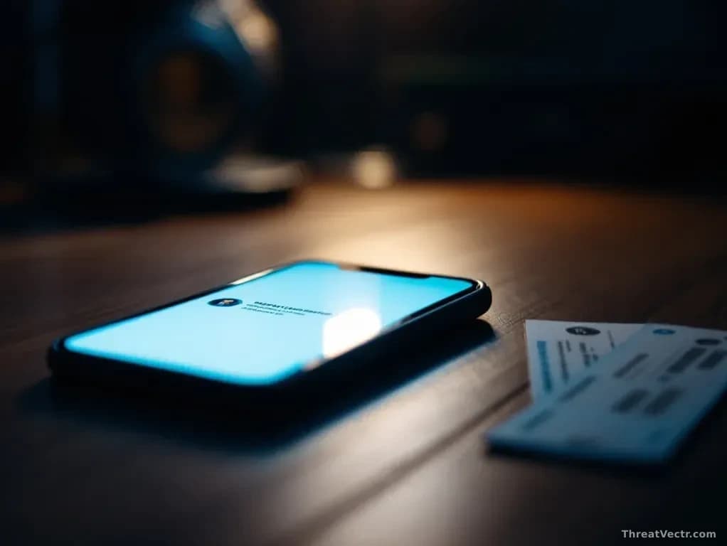 Illustration: A smartphone screen glowing in a darkened room shows a social media profile page with a notification badge