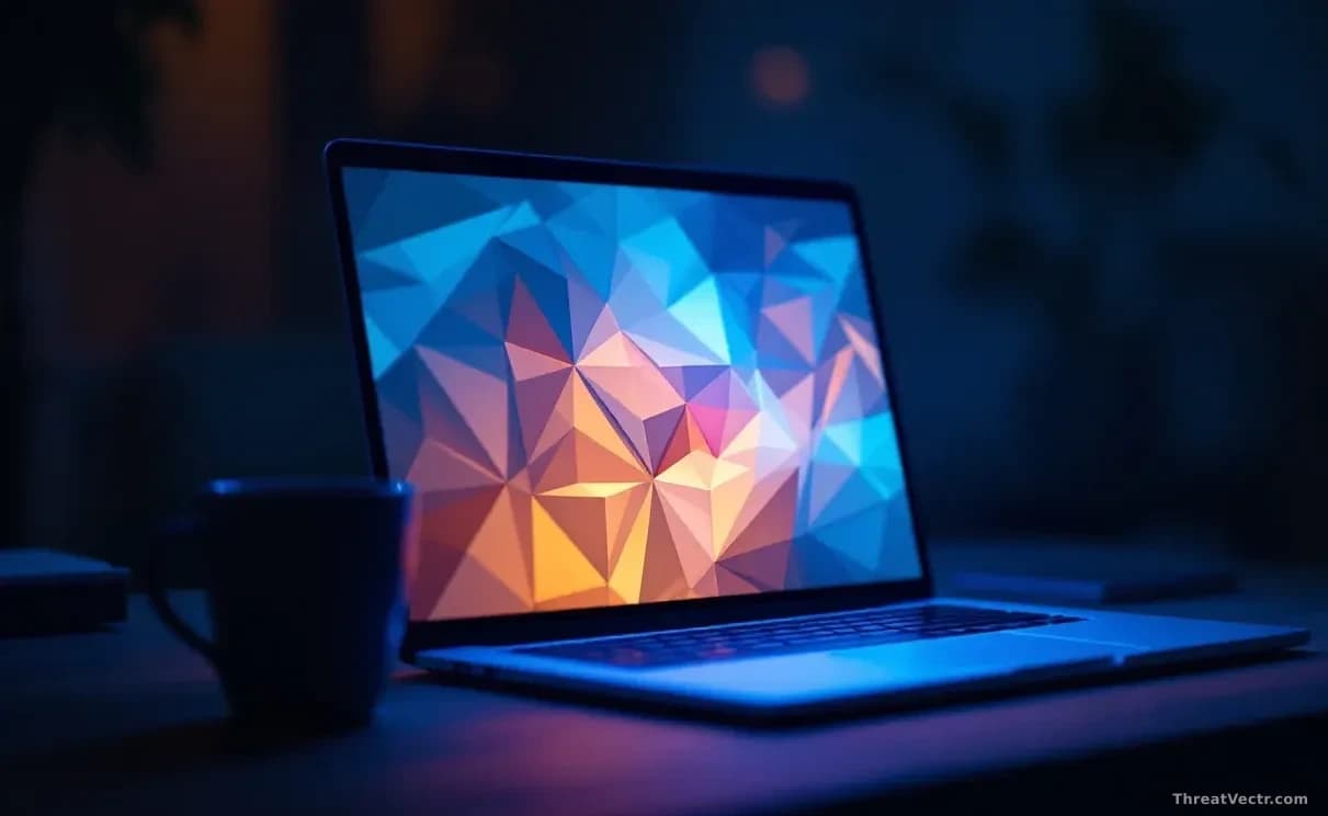 Illustration: a glowing laptop screen in a dim room